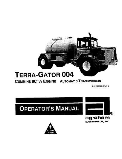 AGCO 004 TerraGator (6CTA, auto trans) Operator Manual AG050699 English
