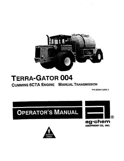 AGCO 004 TerraGator (6CTA, man trans, 1994-96) Operator Manual AG052844 English