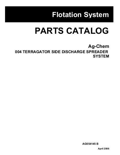 AGCO 004 TerraGator (side discharge spreader sys. Knight Box) Parts Book AG054145B English
