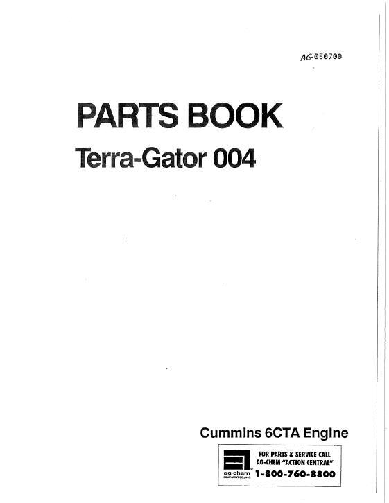 AGCO 004 Terragator Chassis (1990-1993) Parts Book AG050700 English