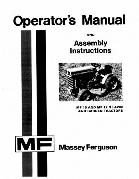 AGCO 10 12G Lawn Tractor (Vari-Speed, eff sn 810481) Operator Manual 1448318M1 English