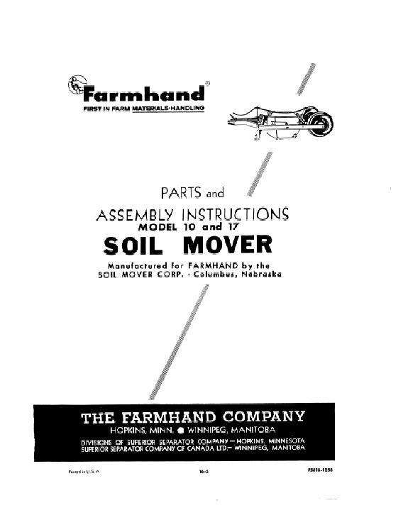AGCO 10 17 Soil Mover (1958) Operator Manual FS6161258 English