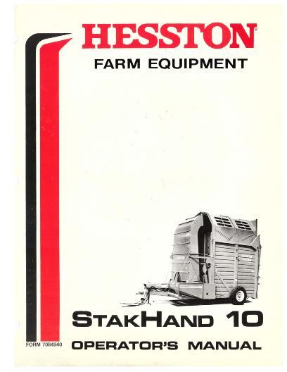 AGCO 10 SH10 StakHand (1976, sn 10159 to 12099) Operator Manual 7084940 English