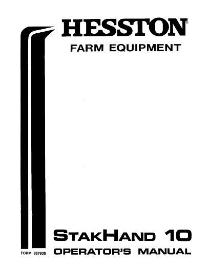 AGCO 10 SH10 Stakhand (1973, sn 1239 to 7350) Operator Manual 887935 English