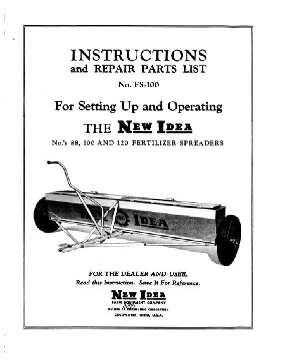 AGCO 100 120 81 88 Fertilizer Spreader (dry) Operator Manual FS100 English