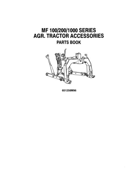 AGCO 100 200 1000 Series Ag Tractor (accessories) Parts Book 651258M96 English