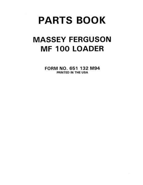 AGCO 100 Industrial Loader Parts Book 651132M94 English
