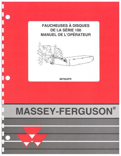 AGCO 100 Series Disc Mower Operator Manual 987052FR French
