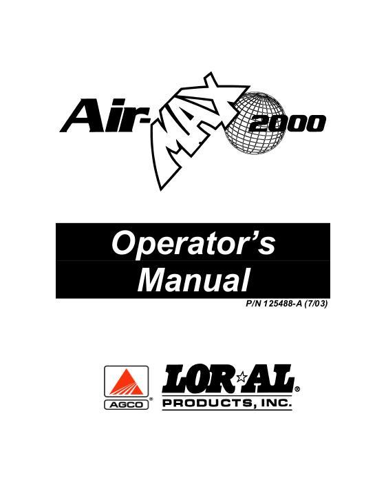 AGCO 1000 2000 AirMax (2004) Operator Manual WR125488 English
