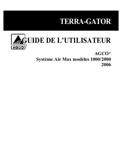 AGCO 1000 2000 AirMax (2006) Operator Manual AG330624 French