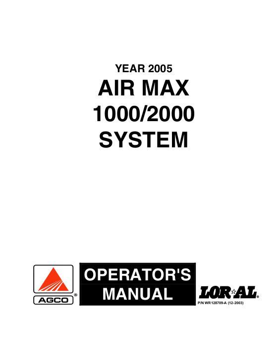 AGCO 1000 2000 AirMax Operator Manual WR128709 English