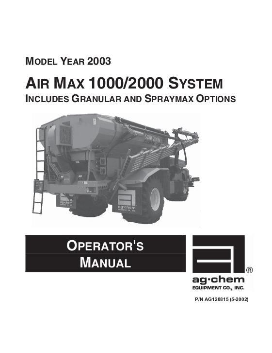 AGCO 1000 2000 AirMax TerraGator (system, 2003) Operator Manual AG120815 English