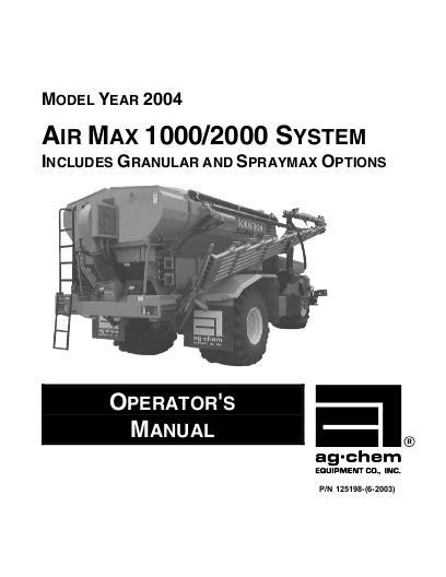 AGCO 1000 2000 AirMax TerraGator (system, 2004) Operator Manual AG125198 English