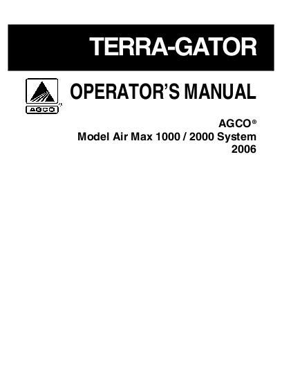 AGCO 1000 2000 AirMax TerraGator (system, 2006) Operator Manual AG136089 English
