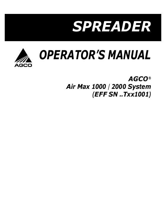 AGCO 1000 2000 AirMax TerraGator (system, eff sn Txxx1001, 2008) Operator Manual 515058D1A English