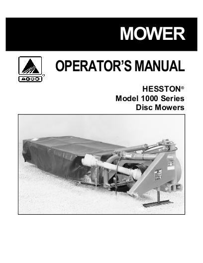 AGCO 1004 1005 1006 1007 1008 Disc Mower Operator Manual 700721016D English