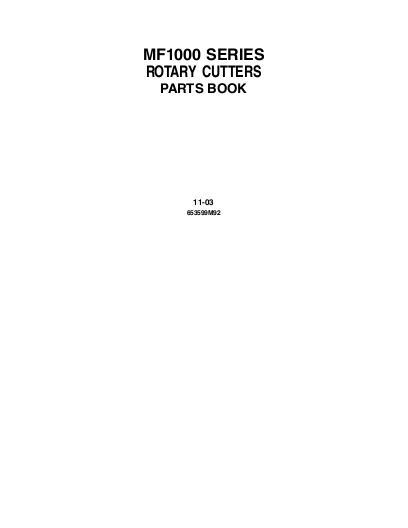 AGCO 1004 1005 1006 Rotary Cutter Parts Book 3643692M92 English