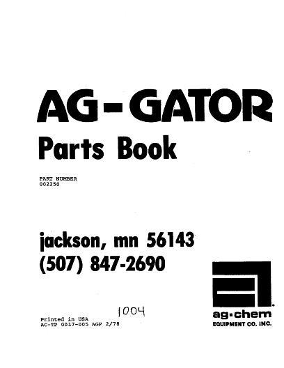 AGCO 1004 AgGator (chassis, 1978) Parts Book AG002250 English