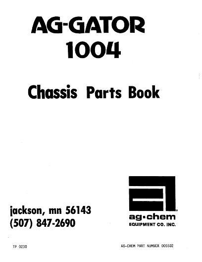 AGCO 1004 AgGator (chassis) Parts Book AG005502 English