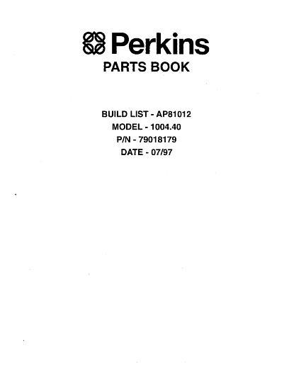 AGCO 1004.40 Perkins Engine (AP81012, 1997) Parts Book 79018179 English