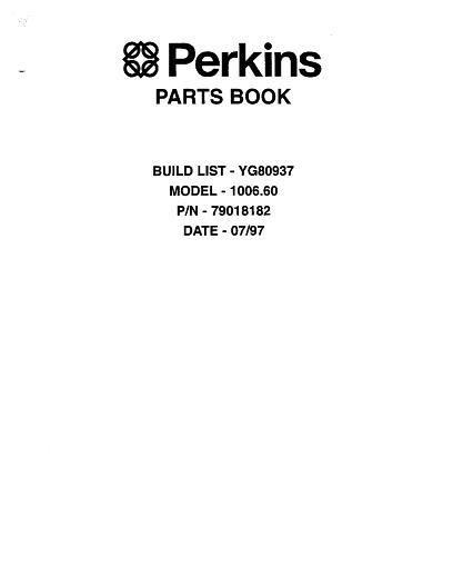 AGCO 1006.60 Perkins Engine (YG80937, 1997) Parts Book 79018182 English