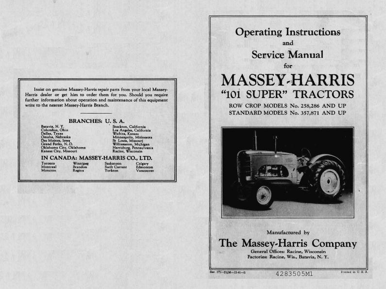 AGCO 101 Super Tractor Operator Manual 4283505M1 English