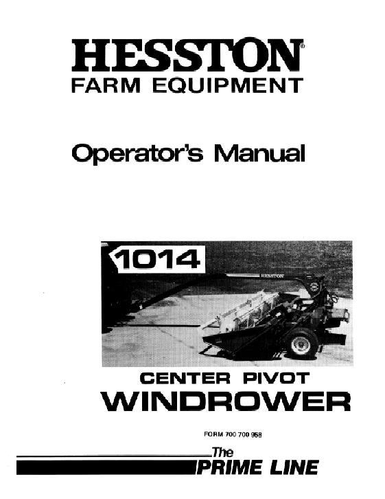 AGCO 1014 Mower Conditioner (1983) Operator Manual 700700958 English