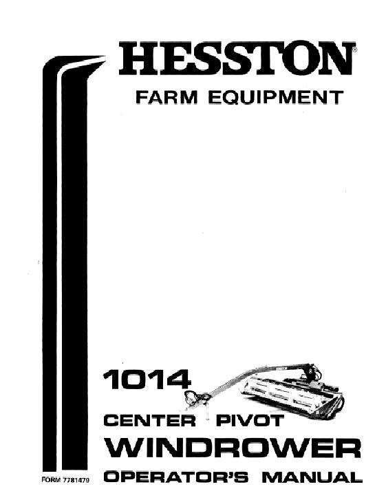 AGCO 1014 Mower Conditioner (center pivot, eff sn 1700-5999, 1975-76) Operator Manual 7781479 English