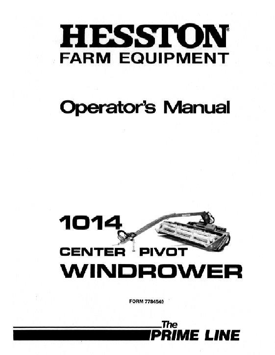 AGCO 1014 Mower Conditioner (center pivot, eff sn 6000, 1977) Operator Manual 7784549 English