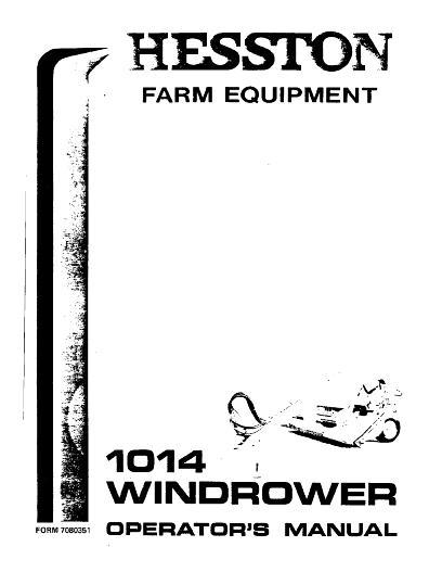 AGCO 1014 Mower Conditioner (side pivot, 1973-74) Operator Manual 7080351 English