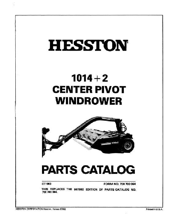 AGCO 1014+2 Mower Conditioner (1982-83) Parts Book 700700964 English