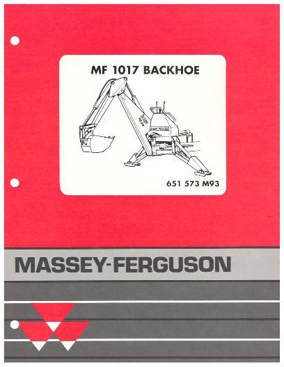 AGCO 1017 Backhoe Parts Book 651573M93 English
