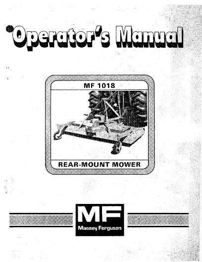 AGCO 1018 Mower (rear mount) Operator Manual 1449153M1 English