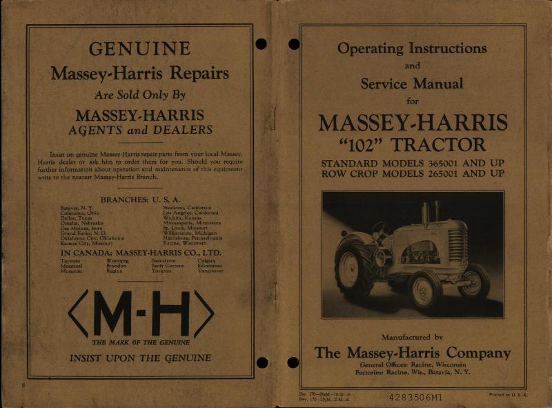 AGCO 102 Tractor Operator Manual 4283506M1 English
