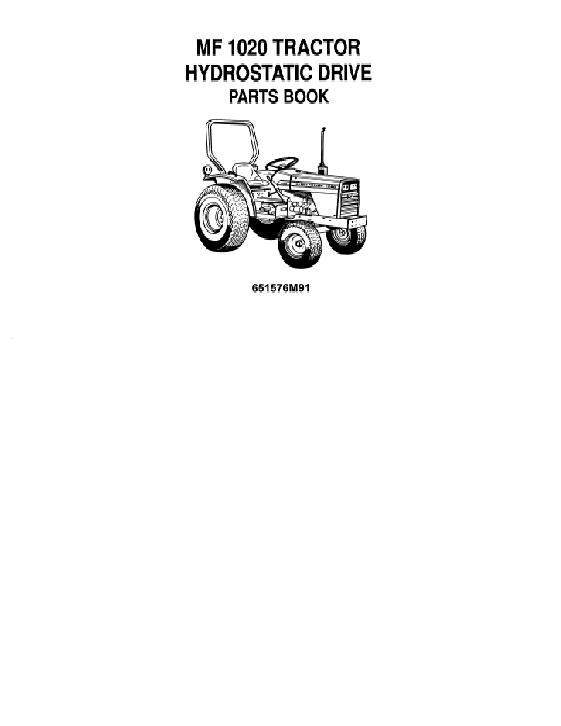 AGCO 1020 Compact Tractor (hydro transmission) Parts Book 651576M91 Multiple