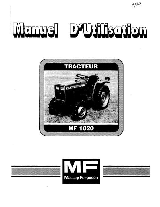 AGCO 1020 Compact Tractor (standard trans.) Operator Manual 1449019F2 French