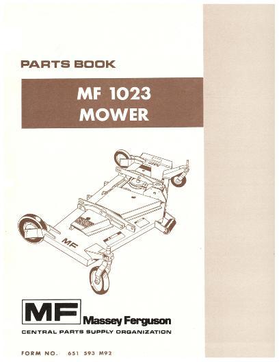 AGCO 1023 Mower (mid & rear mount) Parts Book 651593M92 English