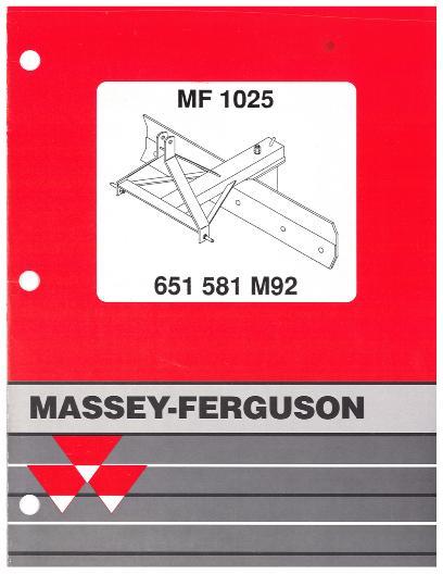 AGCO 1025 Economy Blade Parts Book 651581M92 English