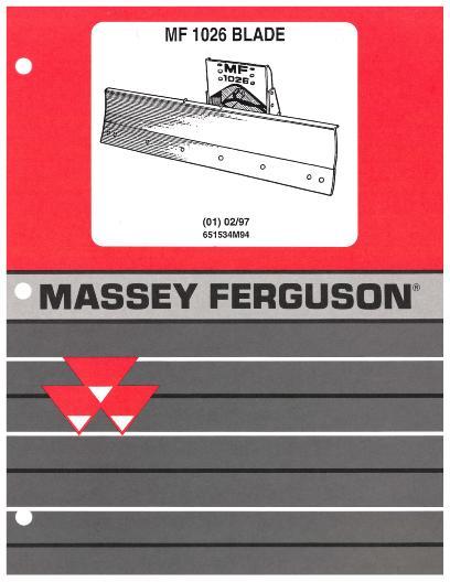 AGCO 1026 Front Blade Parts Book 651534M94 English