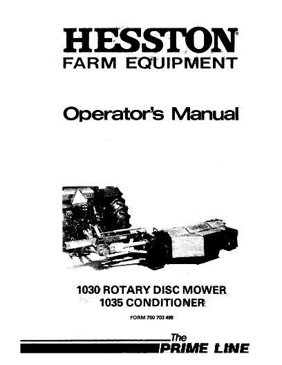AGCO 1030 Rotary Disc Mower 1035 Conditioner (1984) Operator Manual 700703498 English