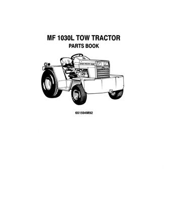 AGCO 1030L Tow Tractor Parts Book 651594M92 English