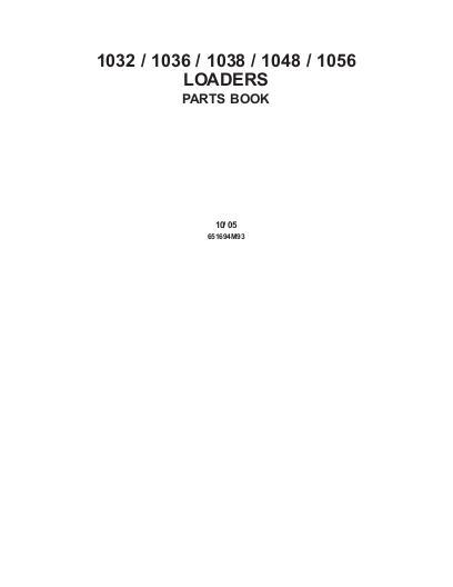 AGCO 1032 1036 1038 1048 1056 Loader Parts Book 651694M93 English