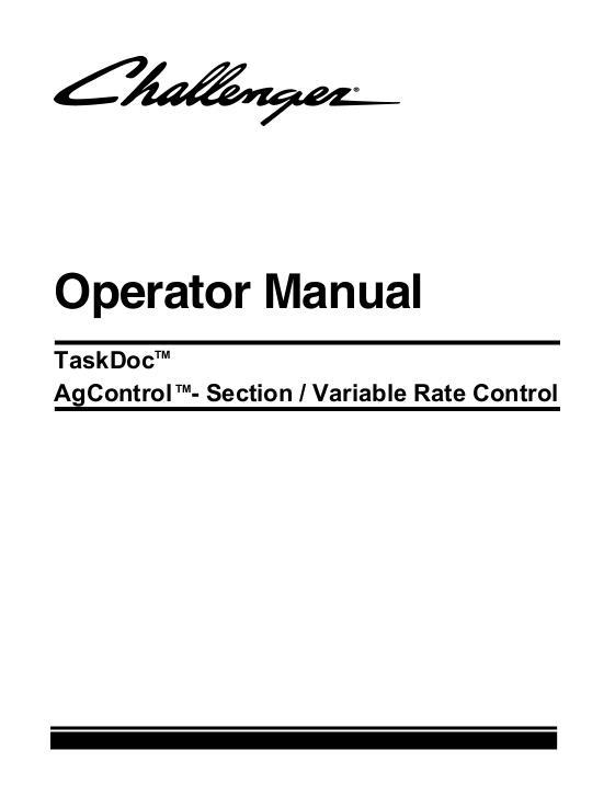 AGCO 1038 1042 1046 1050 TaskDoc (section variable rate) Operator Manual 72630603 English