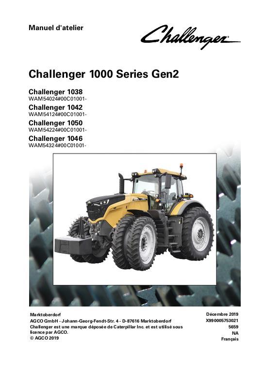 AGCO 1038 1042 1046 1050 Tractor (Gen 2) Service Manual 72660970 French
