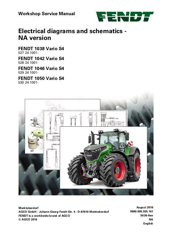 AGCO 1038 1042 1046 1050 Tractor (S4, tier 4, No Am Schematics) Service Manual 72626196 English