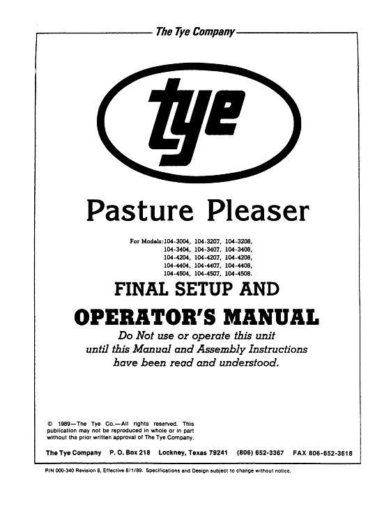 AGCO 104 Grain Drill Pasture Pleaser (series 4) Operator Manual 000-340R8 English