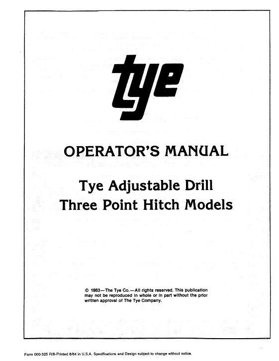 AGCO 104 Series Adjustable Drill (series 4, 3 point) Operator Manual 000-325R8 English