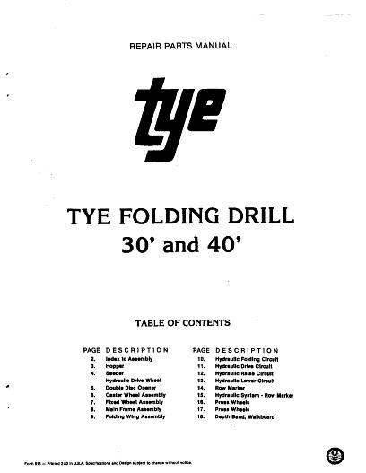 AGCO 104 Series Folding Drill (30 and 40 ft) Parts Book 000-513 English