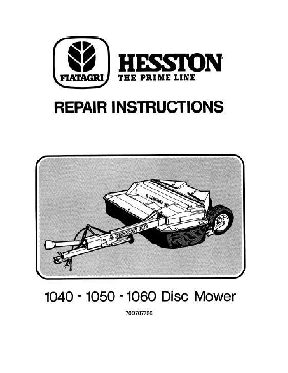 AGCO 1040 1050 1060 Rotary Disc Mower Conditioner (1986) Service Manual 700707726 English
