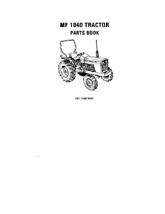 AGCO 1040 Compact Tractor Parts Book 651549M91 English